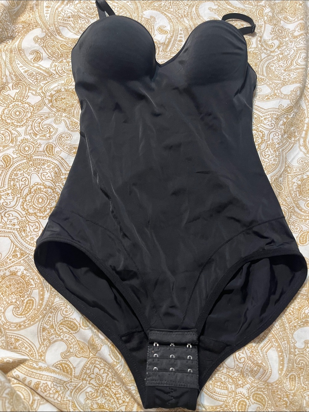 Black Strapless Shaping Bodysuit with Built-In Cups
